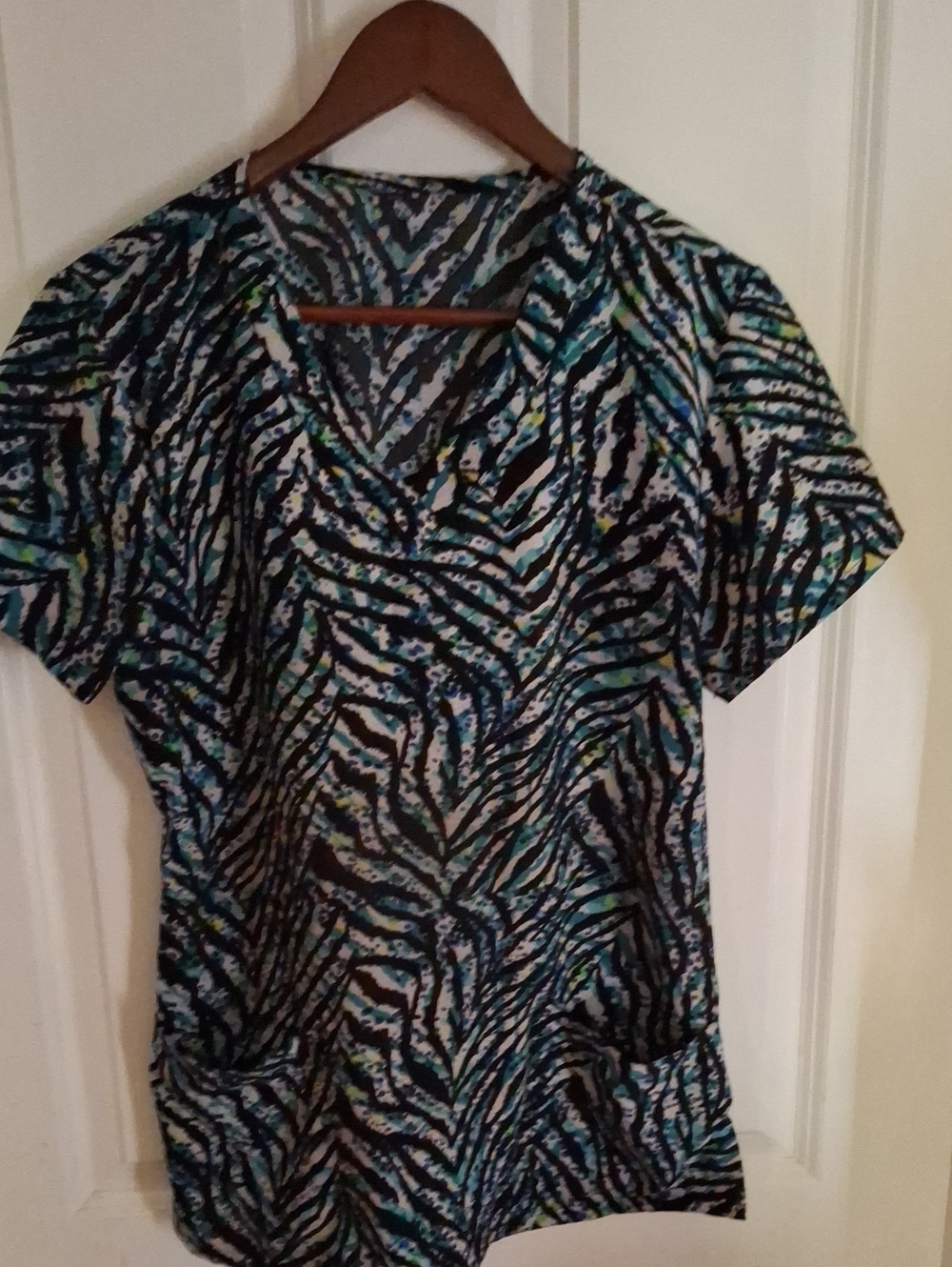 Unk Teal & Black Zebra-Print V-Neck Tunic